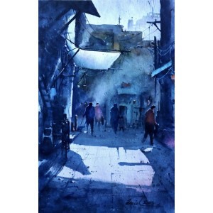 Javid Tabatabaei, 13 x 21 Inch, Watercolour on Paper, Cityscape Painting, AC-JTT-023